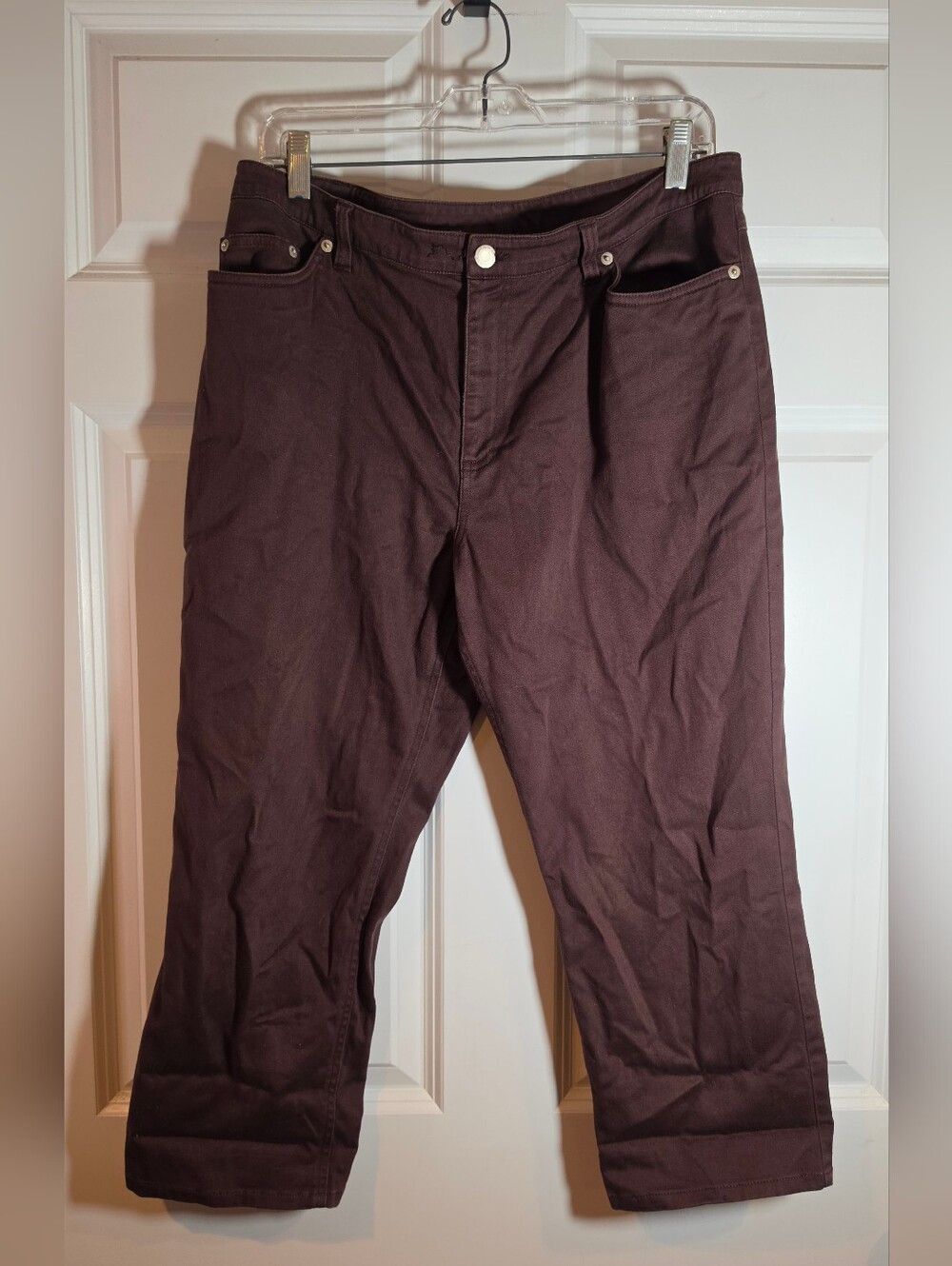 Ann Taylor Loft Petite Stretch Brown Crop Pants Cotton Lycra 14P